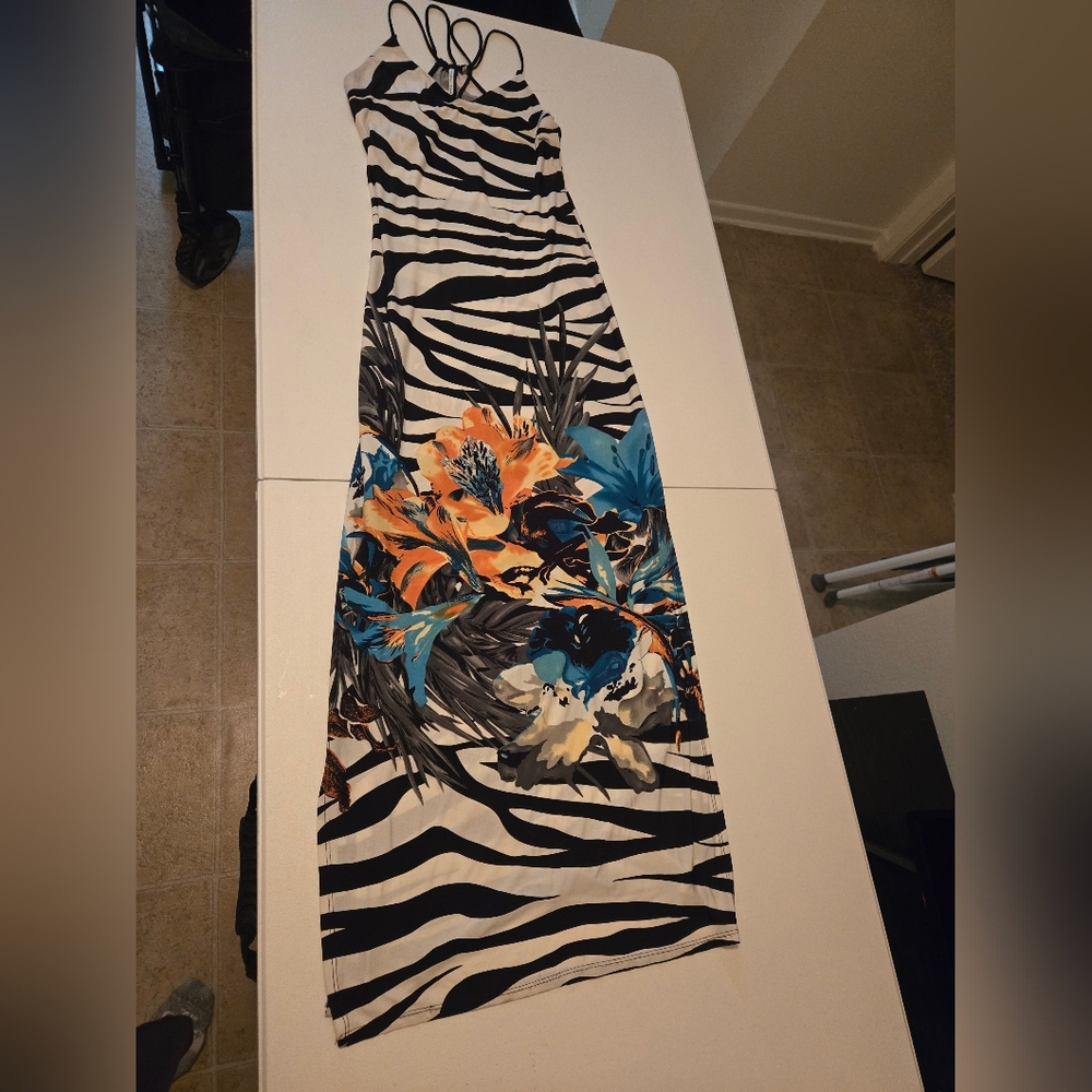 S-Twelve Black and Orange Floral Dress - Picture 6 of 6